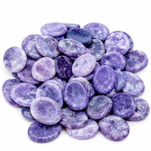 Piedra de Lepidolita Ovalada Natural Hecha a Mano, Piedra de Meditación para el Pulgar, Cristal Curativo Morado, Reiki, Alivio del Estrés, Venta al Por Mayor - Product Image 1
