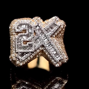 Premium 2X Moissanite Diamond <b>Ring</b> For <b>Men</b> Gold Finish Iced Out Hip Hop Jewelry Luxury Party Accessory - Product Image 6