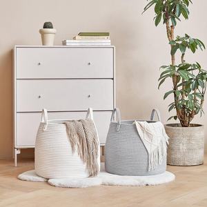 Cotton Rope Woven <b>Laundry</b> <b>Hamper</b>, Soft Fabric Storage Basket with Handles - Product Image 5
