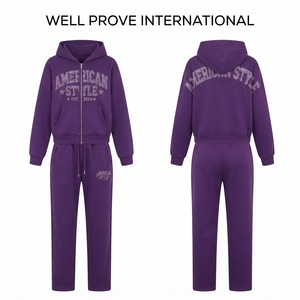 <b>Women</b> Streetwear Reversible Tracksuit 320 GSM Cotton <b>Fleece</b> for Zip up Hoodie <b>Joggers</b> Chenille Embroidery Custom Logo Wear - Product Image 5