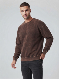 Sudadera de Manga Larga para Hombre, Estilo Vintage, Lavado Ácido, Cuello Redondo, Algodón, Estilo Casual Urbano, Personalizable con Logotipo OEM - Product Image 5