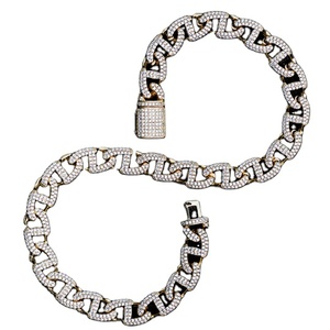 Personalización 12mm VVS Moissanite Diamond S925 Plata de ley Full Iced Out Hip Hop Hebilla Enlace Cadena de estilo rapero de oro sólido - Product Image 1