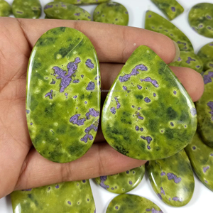 Natural Green Atlantasite Loose Gemstone Cabochon Supply Bulk Custom Jewelry Making Gemstones - Product Image 1