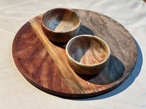Tabla Redonda de Madera de Acacia Natural para Servir, Plato de Madera para Servir Alimentos, Tabla de Charcutería, Plato para Quesos, Plato para la Cena, Cocina - Product Image 1