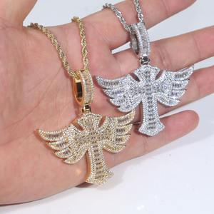 “จี้ไม้กางเขนมีปีกเย็น-จี้เพชรฮิปฮอปขนาดเล็ก-สร้อยคอประดับอัญมณีชุบทอง & เงิน - Product Image 2