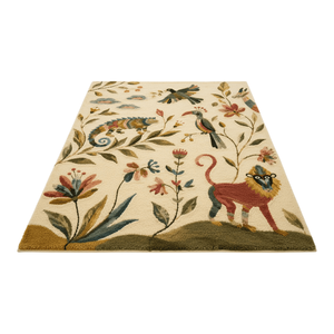 Tapis d'intérieur en laine douce et moelleuse, fait main, motif faune et flore de la jungle, singe, caméléon, oiseau, luxe personnalisé, vente en gros - Product Image 2
