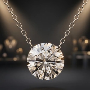 Collier pendentif solitaire en diamant taille brillant, chaîne délicate, bijoux de luxe pour mariée, cadeau pour femme - Product Image 3
