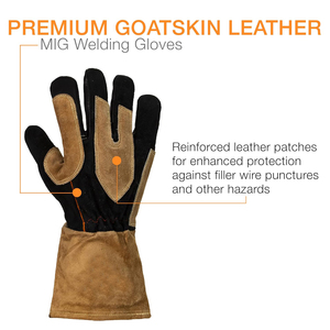 Gants de soudage TIG en cuir de chèvre avec doublure en polaire renforcée sur la paume, 14 pouces, vente chaude, qualité supérieure, gants de travail de sécurité pour soudeurs - Product Image 2
