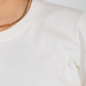 T-shirts en coton pour femmes, col rond, manches courtes, hauts d'été, vente en gros, décontractés, unis, teints, à carreaux, de haute qualité - Product Image 3