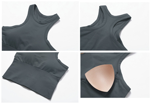 Camiseta sin mangas para mujer Chaleco ligero de alta compresión sin costuras Sujetador integrado Soporte medio Sin mangas Deporte Yoga Tops 2025 - Product Image 4