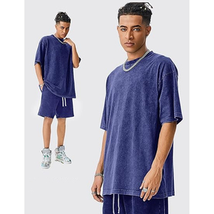 Men 2 Piece Outfit Summer T Shirt and Shorts <b>Set</b> Casual Cotton Matching <b>Set</b> Streetwear Loose Fit Drawstring Shorts - Product Image 4
