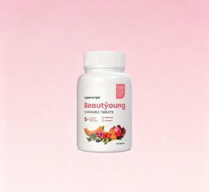 Complément alimentaire à base d'extraits végétaux de qualité alimentaire, comprimés à croquer avec vitamine C, extraits de fruits, pépins de raisin et de melon, pour la santé de la peau - Product Image 1