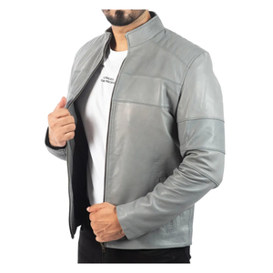 OEM Custom Branding Genuine Sheepskin <b>Leather</b> <b>Jacket</b> Men Winter <b>Retro</b> Style Long Sleeve Customizable Front Logo - Product Image 6
