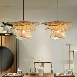 Luces colgantes de bambú de tamaño pequeño hechas a mano, instalación de techo de hotel decorativa para el hogar, precio de fábrica de Vietnam - Product Image 3