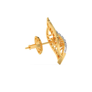 Boucles d'oreilles à clous en diamant Golden Leaf Wave - Product Image 3