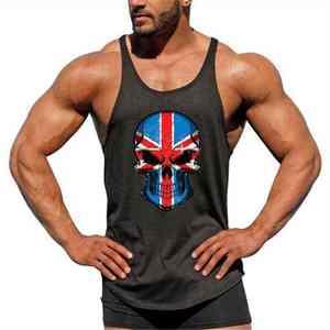Men's Black Printed <b>Skull</b> Tank <b>Top</b> O-Neck Sleeveless Breathable Knitted Sporty Casual Summer Undershirt England Style - Product Image 6