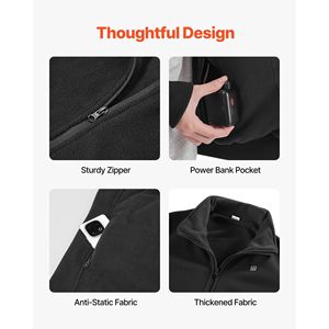 Giacca Riscaldata in Pile per Donna, Power Bank Ricaricabile 7.4V 16000mAh, 6 Zone di Riscaldamento, 3 Livelli di Temperatura - Product Image 6