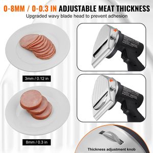 80W elettrico professionale Shawarma coltello Cordless in acciaio inox commerciale giroscopio Cutter per Doner Kebab carne 2 lame 0-8mm - Product Image 4