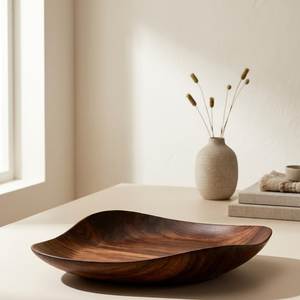 Plateau rond en bois d'acacia fait main, idéal pour servir fromages et fruits secs – Nouveauté très prisée - Product Image 1