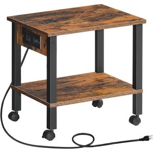 ชั้นวางเครื่องพิมพ์แบบ 2 ชั้นใต้โต๊ะพร้อมแท่นชาร์จ ชั้นวางของประหยัดพื้นที่ขนาดเล็ก รถเข็นแล็ปท็อปแบบพกพา - Product Image 1