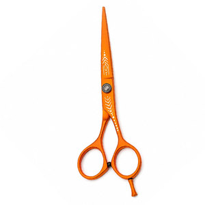 Ciseaux à cheveux professionnels orange, lame en acier inoxydable, manche en céramique, manche long, pour droitiers, usage en salon - Product Image 1