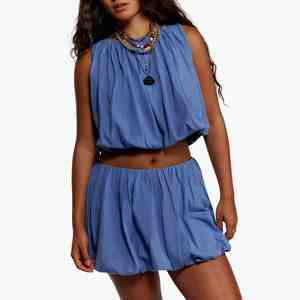 New 2 Piece <b>Bubble</b> Skirt Set Women's Summer Clothes Sleeveless Bow Crop <b>Top</b> And <b>Bubble</b> Skirt Two Piece Set Outfits For Women - Product Image 1