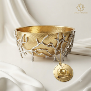 Cuenco Dorado con Base de Ramas de Coral Plateadas, Calentadores de Alimentos Premium y Cazuelas, Vajilla para Exhibición de Frutas, Utensilios de Cocina al por Mayor - Product Image 1