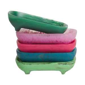 Porte-savon artisanal en résine, forme irrégulière, motif marbré jaune, décoration d'intérieur, objet artisanal, support pour savon - Product Image 4