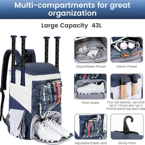Bolsa de béisbol con compartimento para casco, mochila de gran capacidad y duradera para equipo deportivo, para jugadores, adolescentes y adultos - Product Image 3