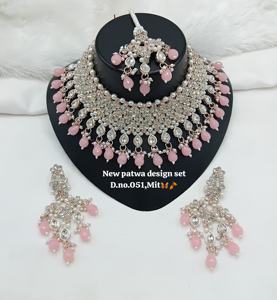 Rose Gold Plated Ethnic Zircon Crystal Dangle Drop Choker Wedding Party Necklace and Earring Set for Women - Product Image 1