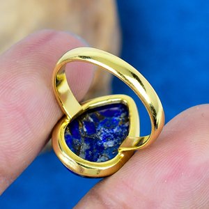 Natural Copper Lapis Lazuli Pear Shape Gemstone <b>Ring</b> <b>925</b> Sterling <b>Silver</b> - Product Image 4
