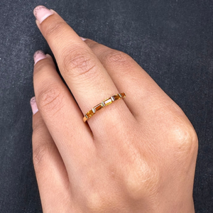 18K Gold <b>Citrine</b> Baguette Birthstone <b>Ring</b> with Bezel Setting - Product Image 2