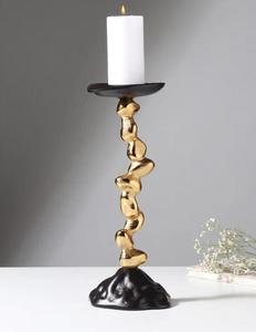 Candelabro Espiral Dorado con Base Negra de Metal, Decoración para el Hogar, Diseño Duradero - Product Image 4