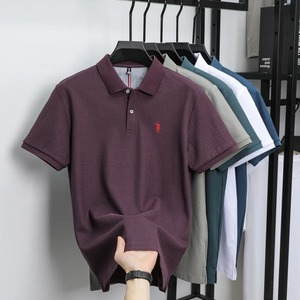 Camiseta de Hombre 100% Algodón Jersey, Transpirable, Manga Corta, con Estampado Animal Bordado, Estilo Casual de Lujo para Negocios, Holgada, de Verano - Product Image 4