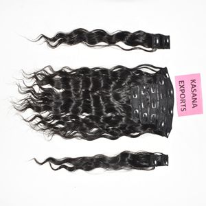 Extensiones de Cabello Humano Indio con Clip, Sin Procesar, Cutícula Alineada, Remy, Cabello Virgen de Templo Indio, 100% Natural, Color Negro, para Mujeres - Product Image 4