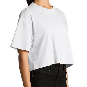 Camiseta Corta para Mujer, Elegante, con Textura Acanalada, Manga Corta, Cuello Redondo, Ajustada, Elástica, Informal, para Verano - Product Image 3
