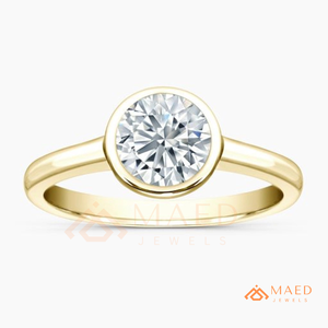 Bague solitaire en moissanite taille ronde, bague de fiançailles minimaliste en or pour femme, bijou élégant, cadeau de promesse - Product Image 4