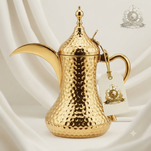 หม้อกาแฟอาหรับแบบตีลายทองคำ ดัลลาห์แบบดั้งเดิม ภาชนะเสิร์ฟชาโลหะแบบอิสลาม ภาชนะเครื่องดื่มหรูหราสไตล์ตะวันออกกลาง - Product Image 1
