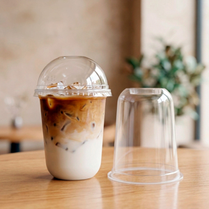 16oz Disposable PP Plastic <b>Cup</b> With Dome Lid For <b>Cold</b> Coffee Milk Tea Beverage 95mm Diameter - Product Image 1