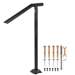 Corrimano per Scale in Ferro Nero da 3 Piedi, Montato a Pavimento, per Interni ed Esterni, per 2-3 Gradini, Dispositivo di Assistenza Robusto - Product Image 1