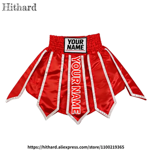 Pantalones cortos de muay thai Fluory Boxing, azules y rojos con estrellas, personalizados. - Product Image 1