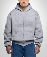 Sudadera con capucha y cremallera para hombre, 100% algodón, 380 GSM, gruesa, estilo casual oversize, suéter polar, superventas directo de fábrica