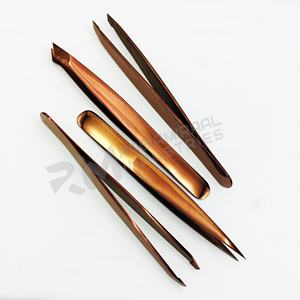Pince à épiler professionnelle en or rose pour sourcils, 4 styles de pointes différents, en acier inoxydable, logo personnalisé, pince à épiler de beauté - Product Image 5
