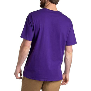 T-shirt pour homme, couleur unie violette, manches courtes, col rond, coupe classique, décontracté, 100% coton jersey tricoté, design uni - Product Image 3