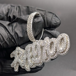 Colgante Clásico con Diamante Moissanite VVS, Diseño Hip Hop, Engaste Hecho a Mano, Plata de Ley 925, Colgante Personalizado - Product Image 2