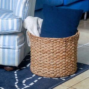 Seagrass <b>basket</b> with woven rattan trim Handmade <b>Storage</b> <b>Basket</b> Wholesale eco-friendly Made in Vietnam - Product Image 5