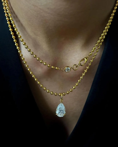 D Color <b>14K</b> Yellow <b>Gold</b> Lab Diamond 5mm 0.50ct with IGI Certified VVS Minimalist Beaded Ball <b>Chain</b> Necklace Women <b>Men</b> Wholesale - Product Image 5