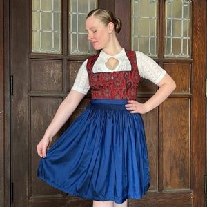 Women's Bavarian Style Dirndl <b>Dress</b> Knee-Length A-Line With Embroidery Floral Print Short Sleeve Vintage Party Wear - Product Image 4