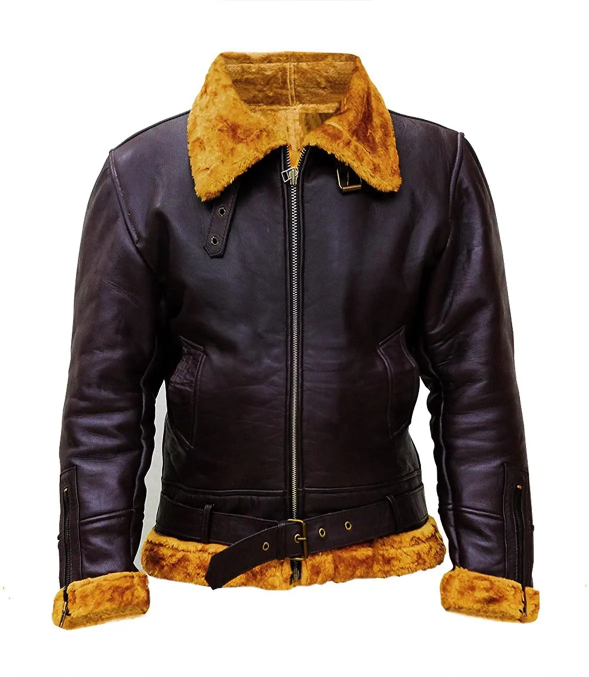 100% uomini veri, s giacca di pelle invernale con fibbia stile tracolla e larghi colletti giacca con tasche scaldamani (LJ-528)