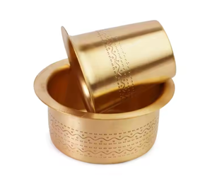 Elegante Juego de Dabara de Latón para Café Filtro del Sur de la India, Vaso Tradicional y Platillo |   Elegante Set de Regalo y Uso Doméstico - Product Image 5